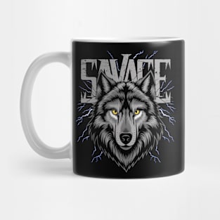 Electric Savage Wolf Head Design Mug